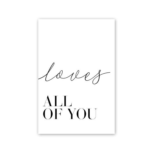 Scandinavian Style Black And White Motivational Love Quote Posters Minimalist Canvas Painting for Living Room Decoration Picture