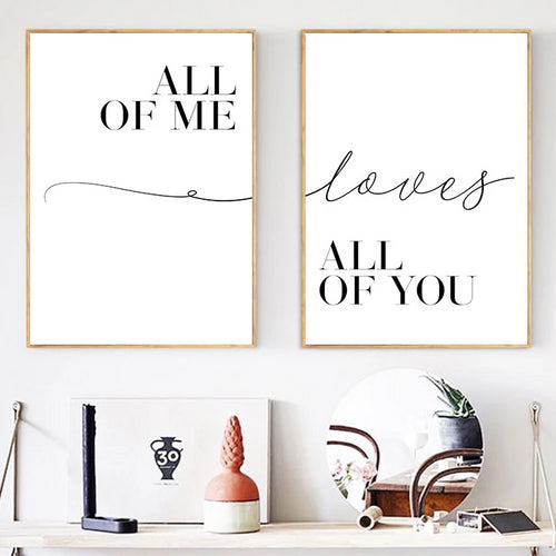 Scandinavian Style Black And White Motivational Love Quote Posters Minimalist Canvas Painting for Living Room Decoration Picture