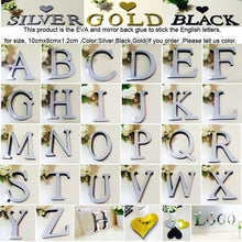 Load image into Gallery viewer, Silver 26 Letters DIY 3D Mirror Acrylic Wall Sticker Decals Home Decor Wall Art Mural wall stickers art Decals Gold Silver  F1