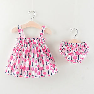 Summer Baby Girls Clothing Set Newborn Infant Baby Dress + PP Shorts 2PCS Baby Set Dress Suits
