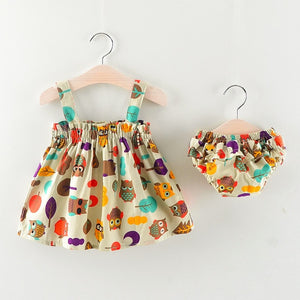 Summer Baby Girls Clothing Set Newborn Infant Baby Dress + PP Shorts 2PCS Baby Set Dress Suits