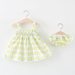 Summer Baby Girls Clothing Set Newborn Infant Baby Dress + PP Shorts 2PCS Baby Set Dress Suits