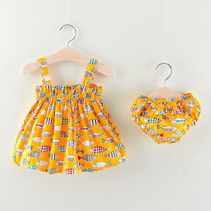 Summer Baby Girls Clothing Set Newborn Infant Baby Dress + PP Shorts 2PCS Baby Set Dress Suits