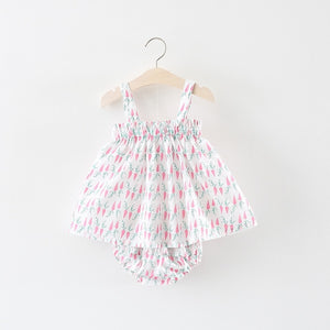 Summer Baby Girls Clothing Set Newborn Infant Baby Dress + PP Shorts 2PCS Baby Set Dress Suits
