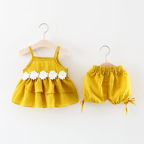 Summer Baby Girls Clothing Set Newborn Infant Baby Dress + PP Shorts 2PCS Baby Set Dress Suits