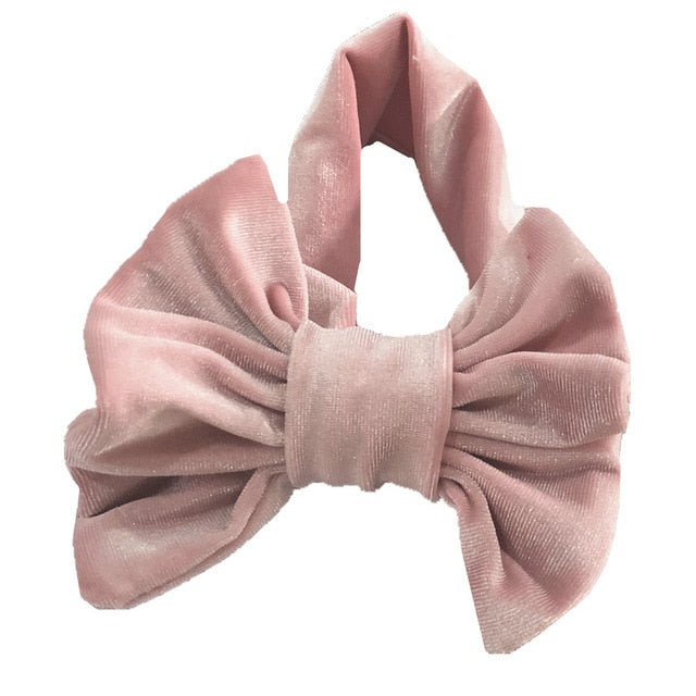 Toddle Kids Baby Girl Gold Velvet Headband Fashion Solid Cloth Bow Turban Knot Head Wrap Hairband Stretch Girls Headbands 3-12M