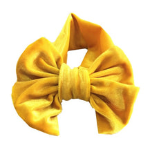 Load image into Gallery viewer, Toddle Kids Baby Girl Gold Velvet Headband Fashion Solid Cloth Bow Turban Knot Head Wrap Hairband Stretch Girls Headbands 3-12M