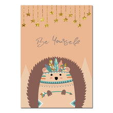 Load image into Gallery viewer, Tribal Woodland Animal Poster Nursery Canvas Wall Art Print Fox Owl Bear Painting Nordic Kids Decoration Picture Bedroom Decor
