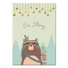 Load image into Gallery viewer, Tribal Woodland Animal Poster Nursery Canvas Wall Art Print Fox Owl Bear Painting Nordic Kids Decoration Picture Bedroom Decor