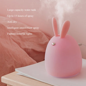 Ultrasonic Air Humidifier Aroma Essential Oil Diffuser Cute Rabbit Freshener Nebulizer with LED Night Lamp Tabletop Diffuser
