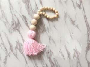 WHISM Nordic Style Wooden Beads Tassel Pendant Kids Room Wall Decoration Nursery Tent Hanging Ornament for Photography