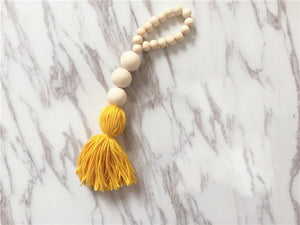 WHISM Nordic Style Wooden Beads Tassel Pendant Kids Room Wall Decoration Nursery Tent Hanging Ornament for Photography