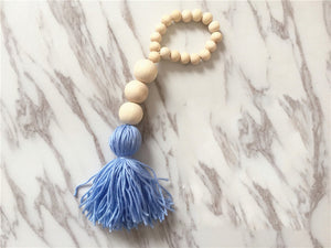 WHISM Nordic Style Wooden Beads Tassel Pendant Kids Room Wall Decoration Nursery Tent Hanging Ornament for Photography
