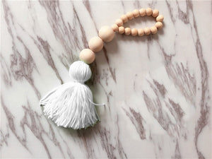 WHISM Nordic Style Wooden Beads Tassel Pendant Kids Room Wall Decoration Nursery Tent Hanging Ornament for Photography