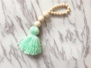 WHISM Nordic Style Wooden Beads Tassel Pendant Kids Room Wall Decoration Nursery Tent Hanging Ornament for Photography