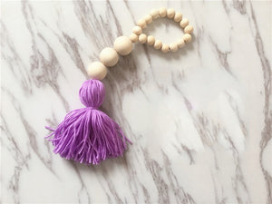 WHISM Nordic Style Wooden Beads Tassel Pendant Kids Room Wall Decoration Nursery Tent Hanging Ornament for Photography