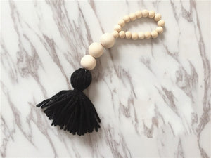 WHISM Nordic Style Wooden Beads Tassel Pendant Kids Room Wall Decoration Nursery Tent Hanging Ornament for Photography