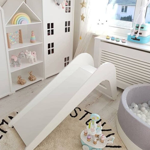 Wonder Space - INS Cute Children Toddlers Baby Wooden Climbing Slide White Painting Indoor Outdoor Sturdy Crawling Toy for Kids