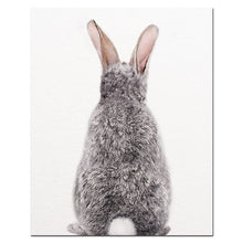 Load image into Gallery viewer, Woodland Animals Rabbit Nursery Wall Art Bunny Butt Canvas Poster Print Nordic Decoration Wall Pictures Baby Kids Room Decor