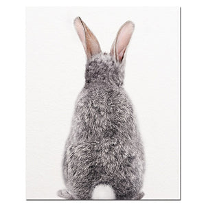 Woodland Animals Rabbit Nursery Wall Art Bunny Butt Canvas Poster Print Nordic Decoration Wall Pictures Baby Kids Room Decor