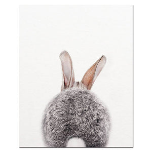 Woodland Animals Rabbit Nursery Wall Art Bunny Butt Canvas Poster Print Nordic Decoration Wall Pictures Baby Kids Room Decor