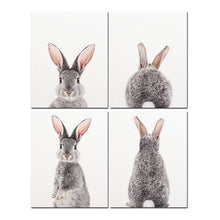 Load image into Gallery viewer, Woodland Animals Rabbit Nursery Wall Art Bunny Butt Canvas Poster Print Nordic Decoration Wall Pictures Baby Kids Room Decor