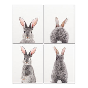 Woodland Animals Rabbit Nursery Wall Art Bunny Butt Canvas Poster Print Nordic Decoration Wall Pictures Baby Kids Room Decor