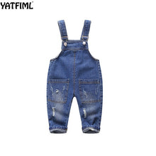 Load image into Gallery viewer, YATFIML 2018 NEW Spring Autumn denim overall for babies overall for little girls boys Pocket JEANS COMBINES FOR CHILDREN 0-3T