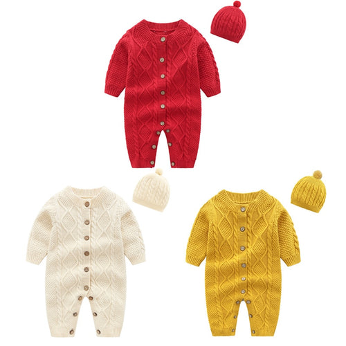 Knit jumpsuit & cap