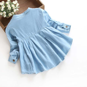 Blue Dress Denim Two Pockets Long Sleeve