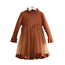 Load image into Gallery viewer, 2019 Spring Autumn 2-6 8 10 Years Crew Neck Long Sleeve Solid Color Kids Baby Girls Mini Above Knee Sweater Lace Patchwork Dress